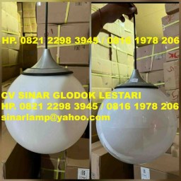 Lampu Gantung Bulat 30cm Polyteline dan Lampu Bulat Bahan Plastik Mika 30cm